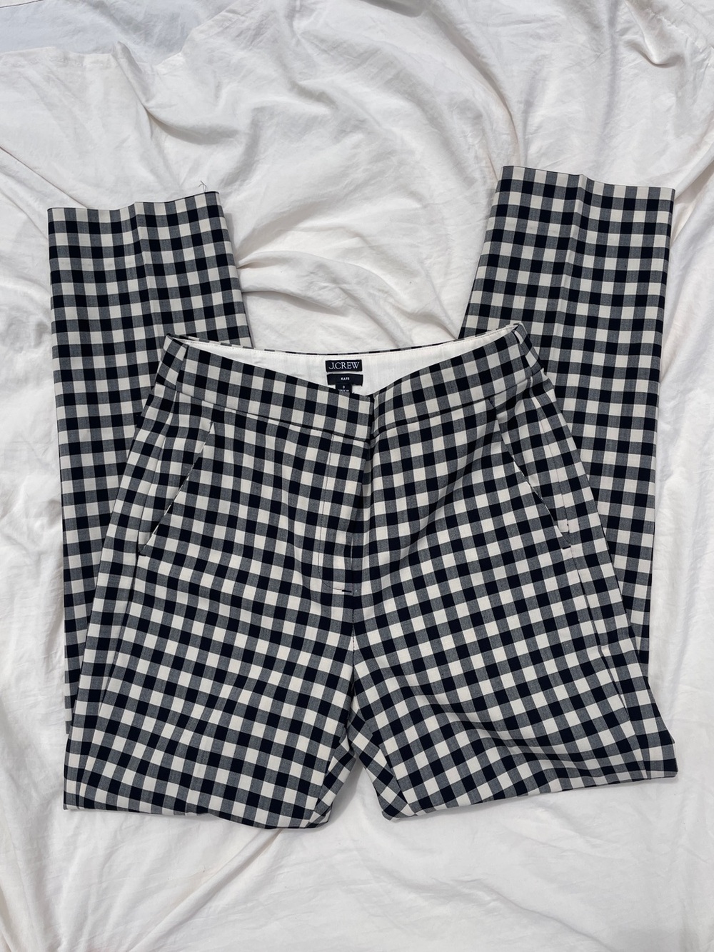 J.Crew Black & White Gingham Kate Pants Wool High Waisted Trouser Summer